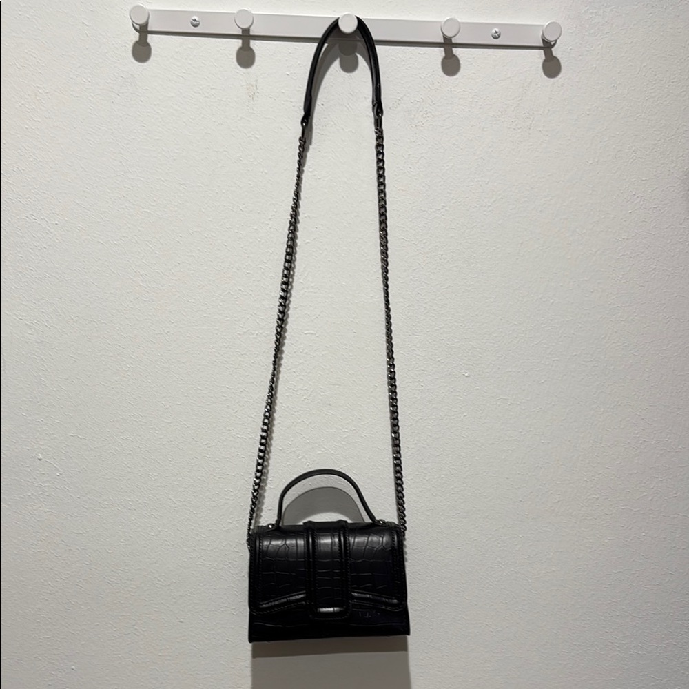 Zara Black Leather Crossbody Bag